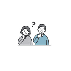 疑問に思う年配夫婦のイラスト
