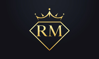 Diamond crown vector. Luxury queen logo for jewelry vector with letters	