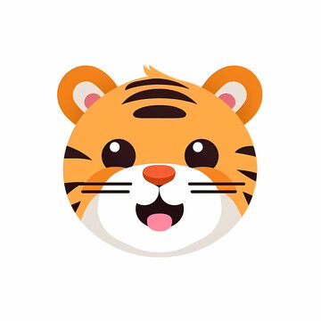 Cute Tiger Head Logo Aplication/App Isolated White. Generative AI