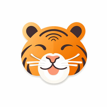 Cute Tiger Head Logo Aplication/App Isolated White. Generative AI