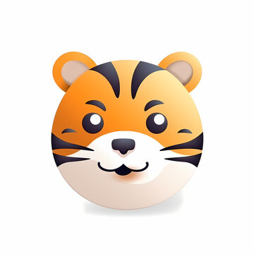 Cute Tiger Head Logo Aplication/App Isolated White. Generative AI