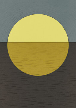 Half Immersed Sun on the Horizon