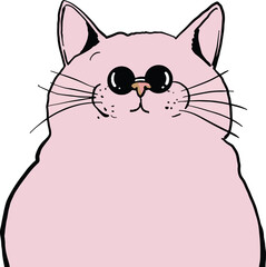 cartoon cute pink fat cat shape