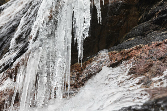 Ice forms in rock