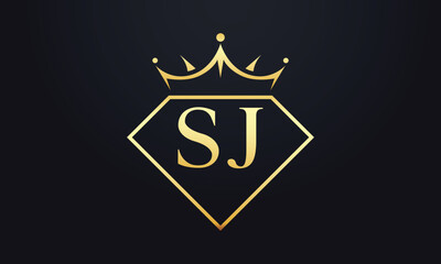 Diamond crown vector. Luxury queen logo for jewelry vector with letters	