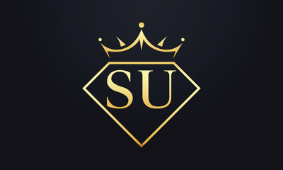 Diamond crown vector. Luxury queen logo for jewelry vector with letters	