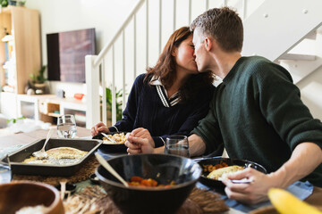 Romantic couple having a meal