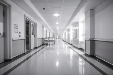 Hospital Corridor with Soft Lighting in Clinic Interior