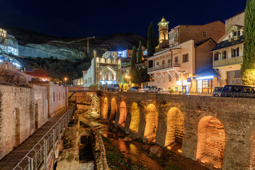 Night view of Leghvtakhevi Gorge in Old Town of Tbilisi