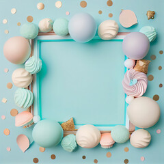 birthday frame decorated with sky blue theams