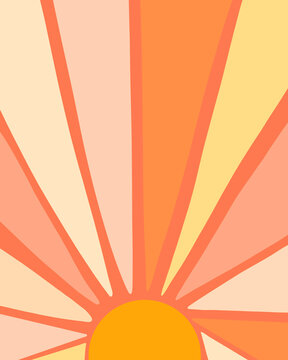 Abstract Sunshine Illustration In Orange, Yellow and Pink
