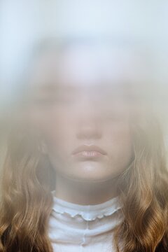 Surreal woman portrait with blur effect