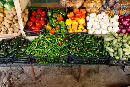 Fruit and vegetables in a market 