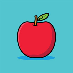 Fresh Apple. Apple isolated on Blue background. Isolated Icon Food Apple. For your design. Cartoon flat design