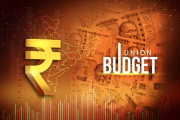 union budget, Indian rupee background illustration, economy, finance business abstract 