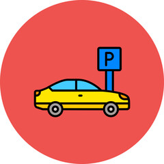 Parking Multicolor Circle Filled Line Icon