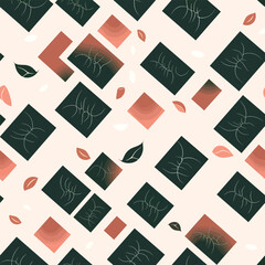 Space-Influenced Leafy Abstraction - Abstract Pastel Galactic Leaves Seamless Pattern
