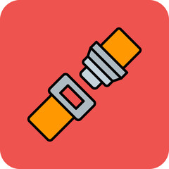 Seat Belt Multicolor Round Corner Filled Line Icon