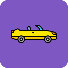 Convertible Car Multicolor Round Corner Filled Line Icon