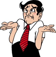  cartoon office male feeling speechless.