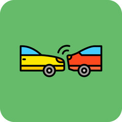 Collision Multicolor Round Corner Filled Line Icon