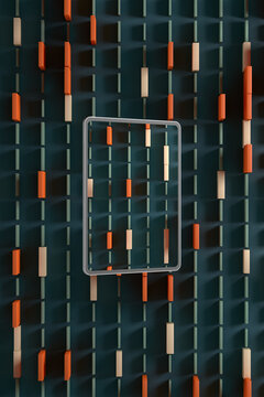 Two device tablets on an abstract background