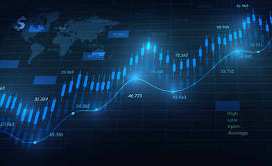 Stock market investment trading graph concept, financial investment or Economic trends business idea background illustration