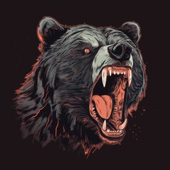 portrait of a bear screaming, generative AI