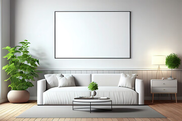 Living room interior with gray velvet sofa. Generative Ai