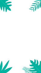 green leaves frame on blank background in the summer