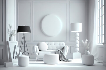 Fototapeta premium Living room with modern classic concept with sofa. Generative Ai