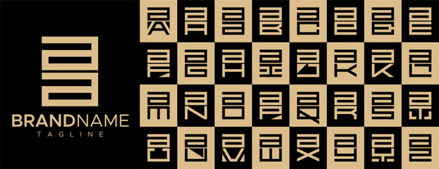 Square letter A AA logo design set