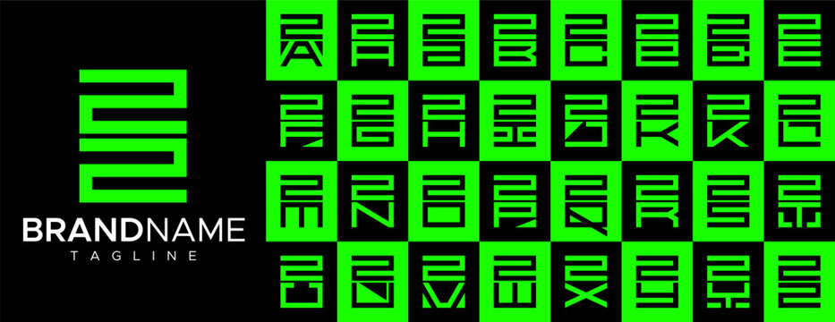 Simple square letter Z ZZ logo design set
