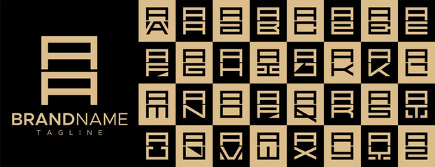 Simple square letter A AA logo design set