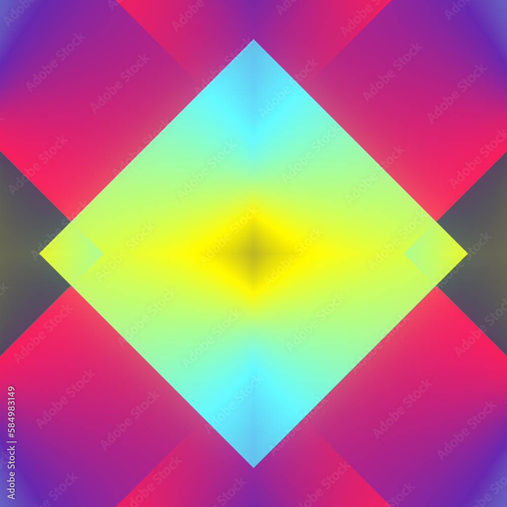 Poster Geometric background with trendy gradient. Bright abstract 3d rendering digital illustration