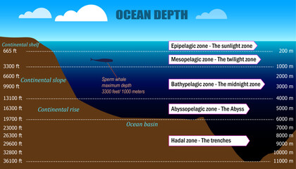 the layers of the ocean, ocean depth