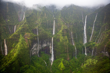 Waialeale waterfalls as seen from above