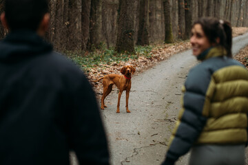 Couple Walking Outdoors 