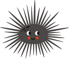 Vector illustration of cartoon sea urchin isolated on white background.
