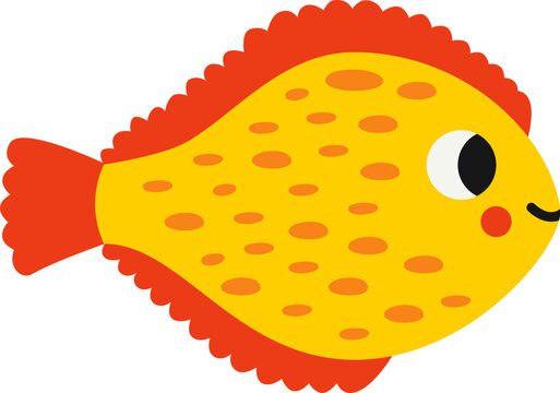 recommend clip art: Vector illustration of cartoon plaice isolated on white background.