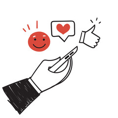 hand drawn doodle communication via the Internet social networking on mobile or laptop