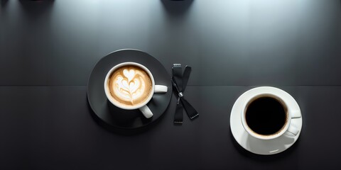 Photo of a heart-shaped latte art on a cup of coffee