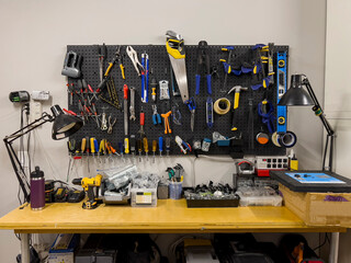 Garage Workshop Desk with repair tools in 