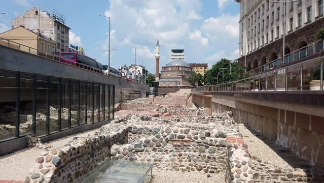 Archaeologists dig old ruins of Ancient Serdika in center of Sofia, Bulgaria