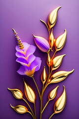 yellow and purple flowers on black