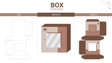 Box packaging and mockup die cut template