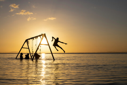Jumping from a swing