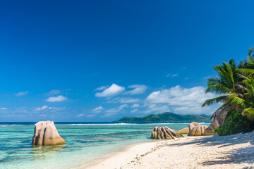 The famous beach on La Digue island - Anse Source d'Argent, Seychelles