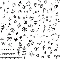 ナチュラルでかわいい鉛筆の手描きの装飾イラストセット