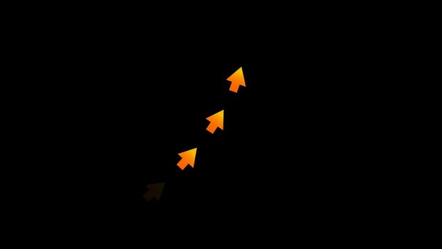 Orange arrow arc scrolling animation, alpha channel